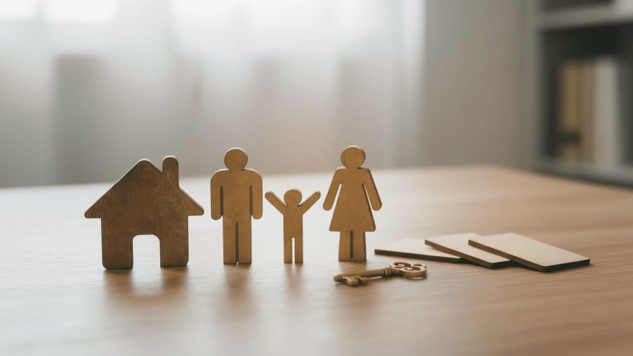 Famille et maison en bois